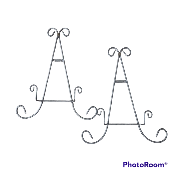 Wall Decor Vintage Pair Wrought Iron Matt Sliver Gray Plate Wall